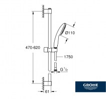 MEDIDAS SET BARRA DUCHA TEMPESTA 110 GROHE
